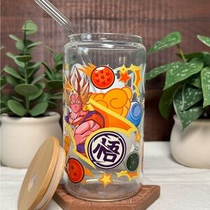 Dragon Ball Z Super Saiyan Goku Glass Tumbler with Straw